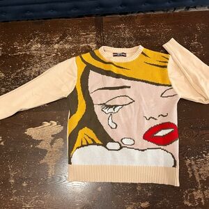 BKYS Mens Sweater Crying Woman Streetwear Large vintage